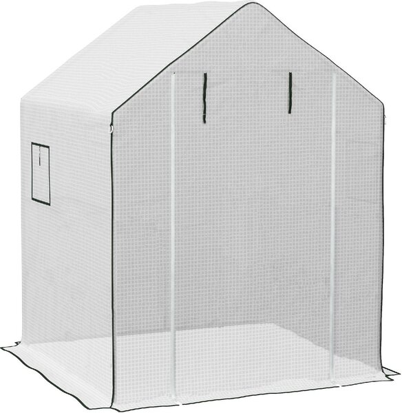 VivaGarden Copertura Serra da Giardino in PE con Porta a Cerniera e Finestre 140x143x190 cm colore Bianco