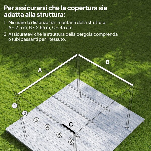 VivaGarden Copertura Pergola con 10 Fori di Drenaggio in Poliestere 250x255 cm per Pergola 3x3m colore Marrone Chiaro