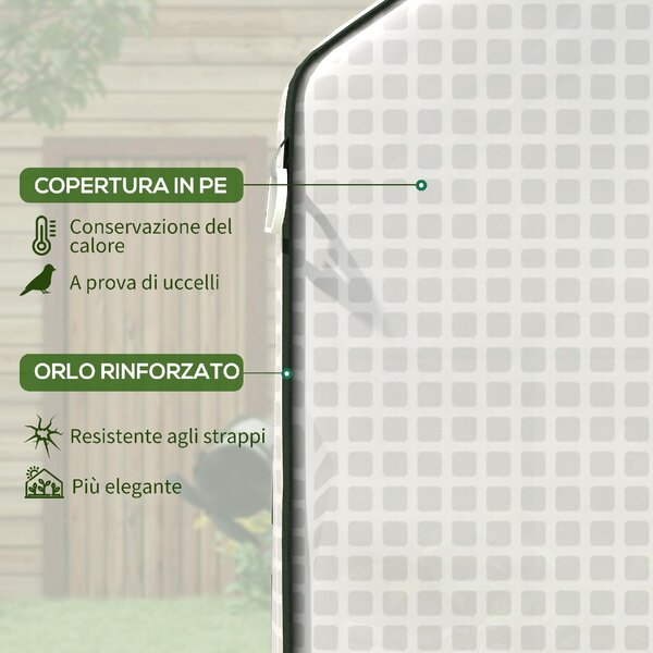 VivaGarden Copertura Serra da Giardino in PE con Porta a Cerniera e Finestre 140x143x190 cm colore Bianco