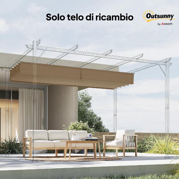 VivaGarden Copertura Pergola con 10 Fori di Drenaggio in Poliestere 250x255 cm per Pergola 3x3m colore Marrone Chiaro