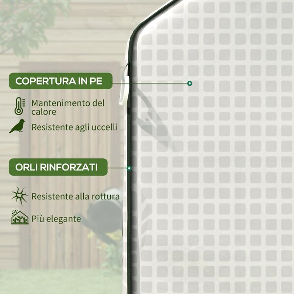 VivaGarden Copertura Serra da Giardino in PE con Porta a Cerniera e Finestre 140x73x190 cm colore Bianco