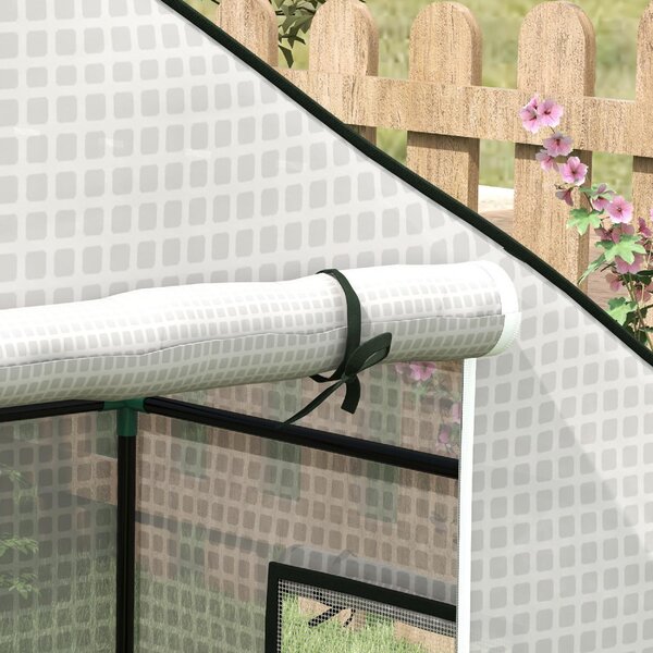 VivaGarden Copertura Serra da Giardino in PE con Porta a Cerniera e Finestre 140x73x190 cm colore Bianco