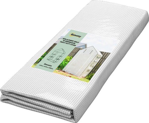 VivaGarden Copertura Serra da Giardino in PE con Porta a Cerniera e Finestre 140x73x190 cm colore Bianco