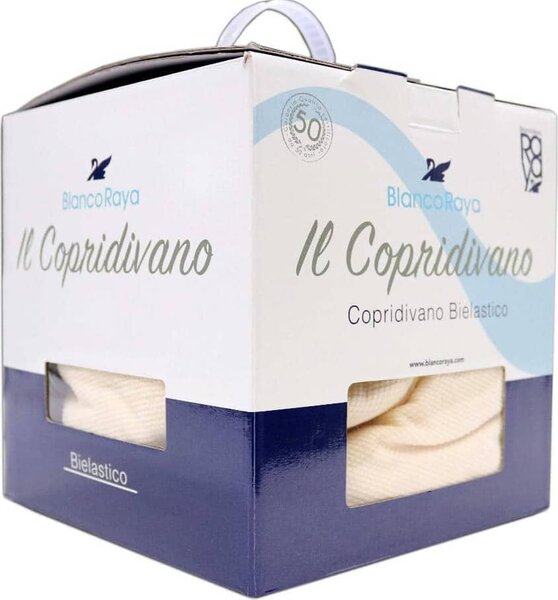 Blanco Raya Copridivano 2 Posti in Cotone bioelastico Estensibile a Tinta unita Colore Avio - SUP009