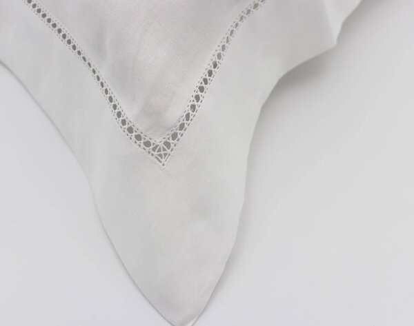 Blanco Raya Coppia Federe 50x80 cm in Lino bordate con Gigliuccio colore Bianco - Gigliuccio