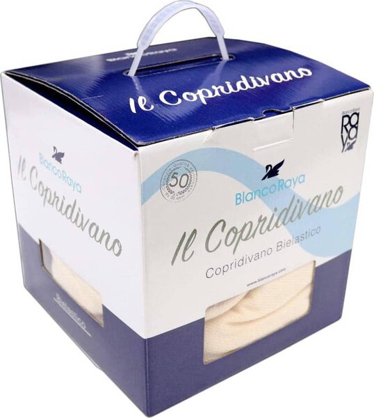 Blanco Raya Copridivano 2 Posti in Cotone bioelastico Estensibile a Tinta unita Colore Avio - SUP009