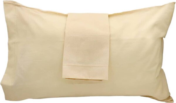 Blanco Raya Coppia Federe 50x80 cm in Cotone Tinta Unita colore Crema - Blue Moon