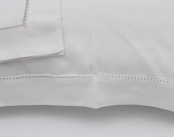Blanco Raya Coppia Federe 50x80 cm in Lino bordate con Gigliuccio colore Bianco - Gigliuccio