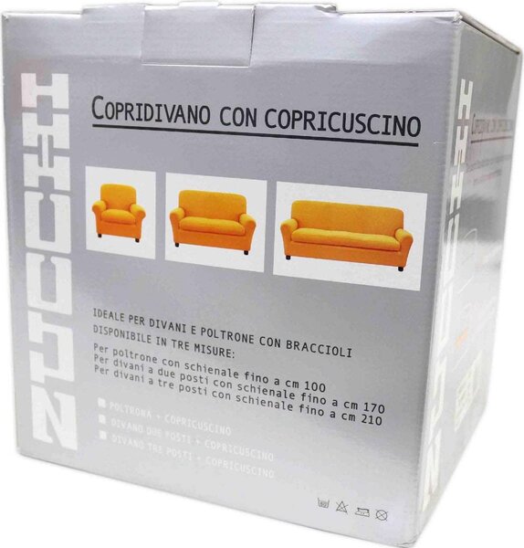 ZUCCHI Copridivano 3 Posti elasticizzato Tinta Unita con Copricuscino colore Verde - Zucchi