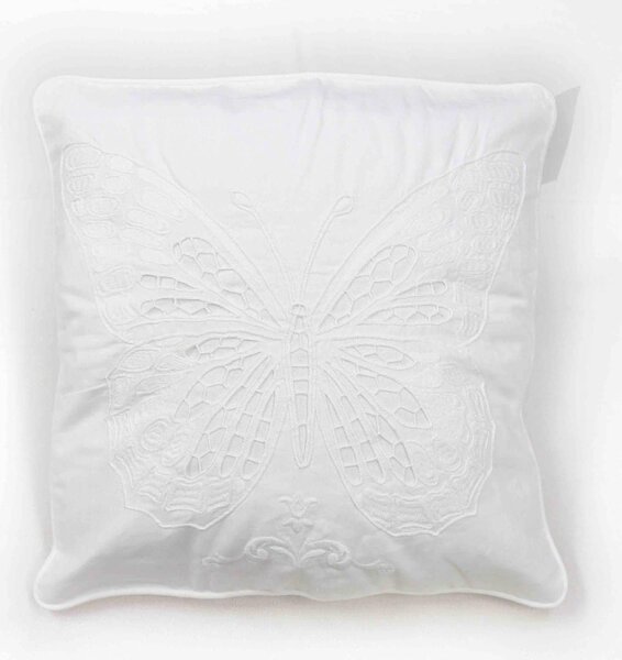 Blanco Raya Copricuscino per cuscini arredo intagliata e ricamata a mano con motivo farfalla - TH-4878