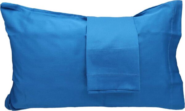Blanco Raya Coppia Federe 50x80 cm in Cotone Tinta Unita colore Blue - Blue Moon