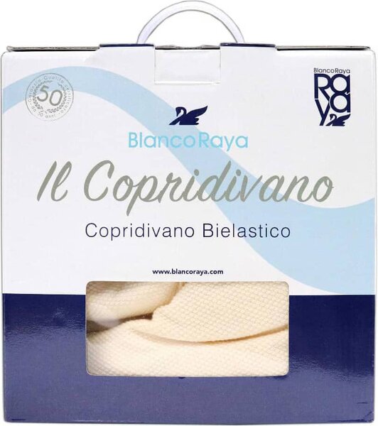 Blanco Raya Copridivano 2 Posti in Cotone bioelastico Estensibile a Tinta unita Colore Avio - SUP009