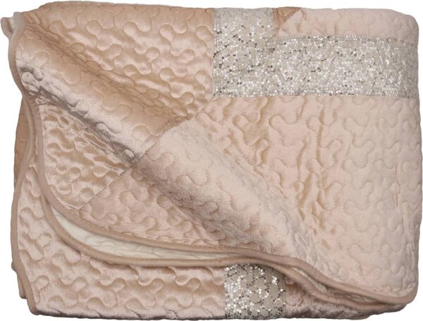 Blanco Raya Copriletto Matrimoniale in Poliestere con bordo di Pailettes colore Ecr - TK01