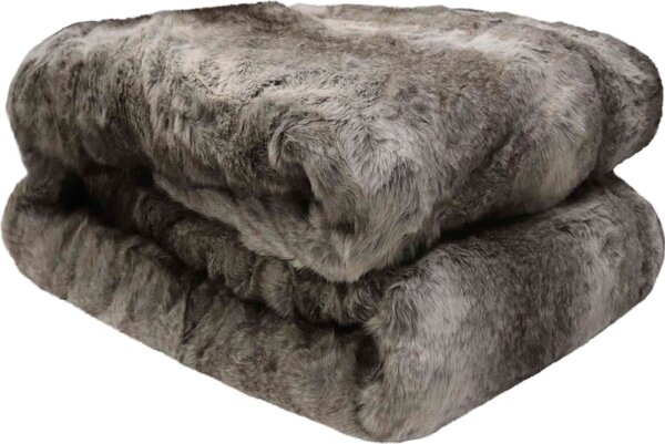 Elite Copriletto Matrimoniale Invernale in Pelliccia 260x260 cm 100% Poliestere colore Marrone - WN07