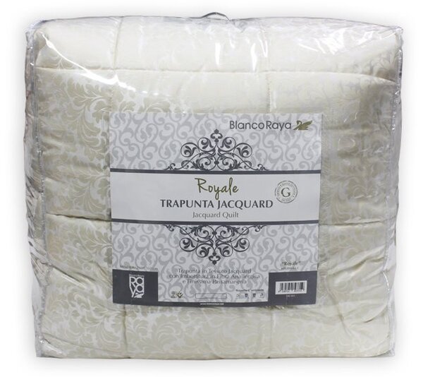 Blanco Raya Copriletto Matrimoniale Trapunta Invernale 260x260 cm Fantasia Jacquard - HTLD9144-1