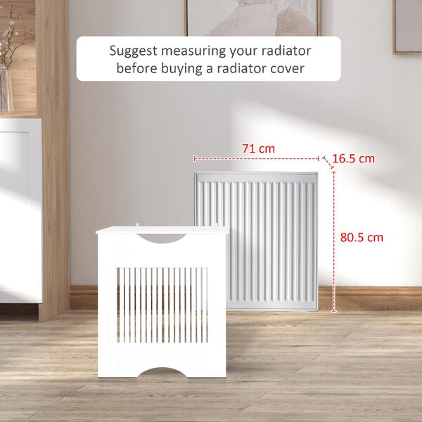 DecHome Copritermosifone Bianco in MDF con Piano d'Appoggio e Design Antiribaltamento 78x19x82 cm - 149-820