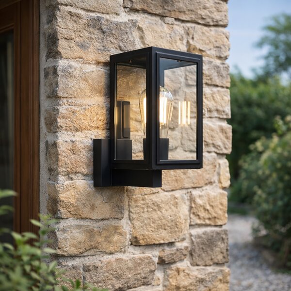 Lampada da parete rustica nera IP44 - Sutton Up
