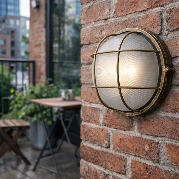 Lampada da parete per esterni industriale oro antico IP44 - Hanneke