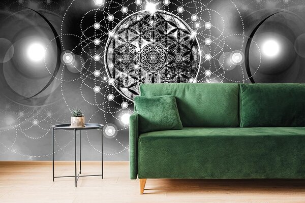 Carta da parati – Mandala affascinante in bianco e nero