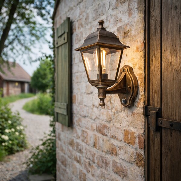 Lampada da parete antica dorata IP44 con sensore di movimento - Capital