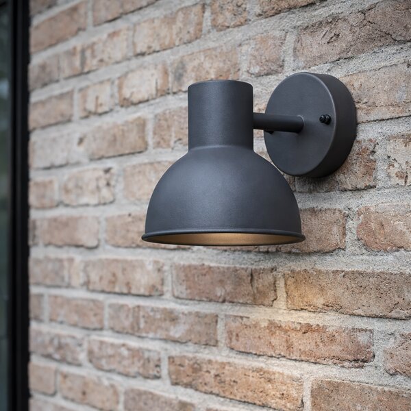 Lampada da parete per esterni industriale grigio scuro rotonda IP44 - Natas
