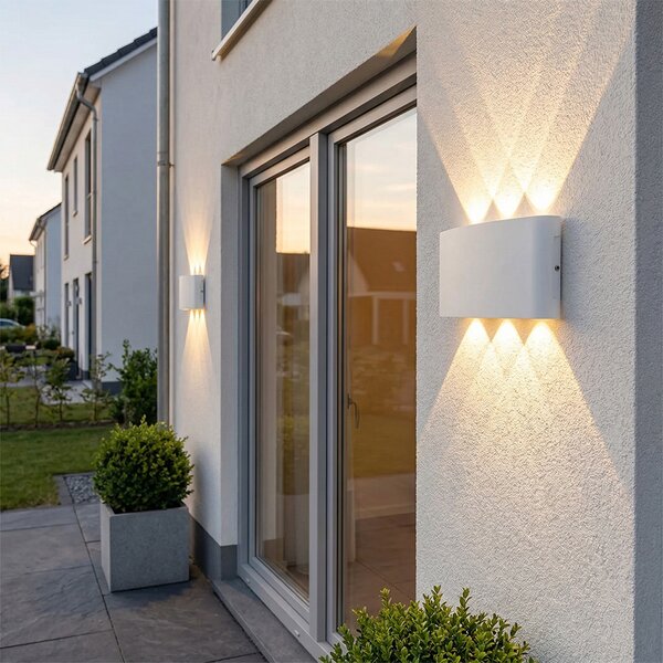 Lampada da parete per esterni bianca con LED 6 luci IP54 - Silly