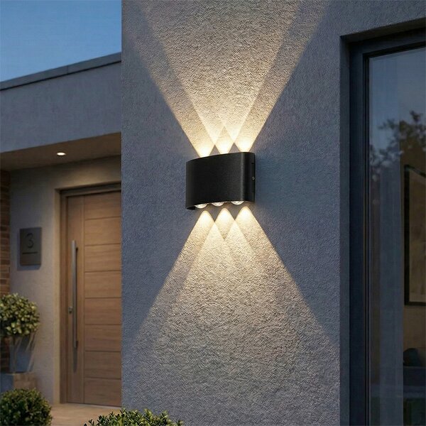 Lampada da parete per esterni nera con LED 6 luci IP54 - Silly