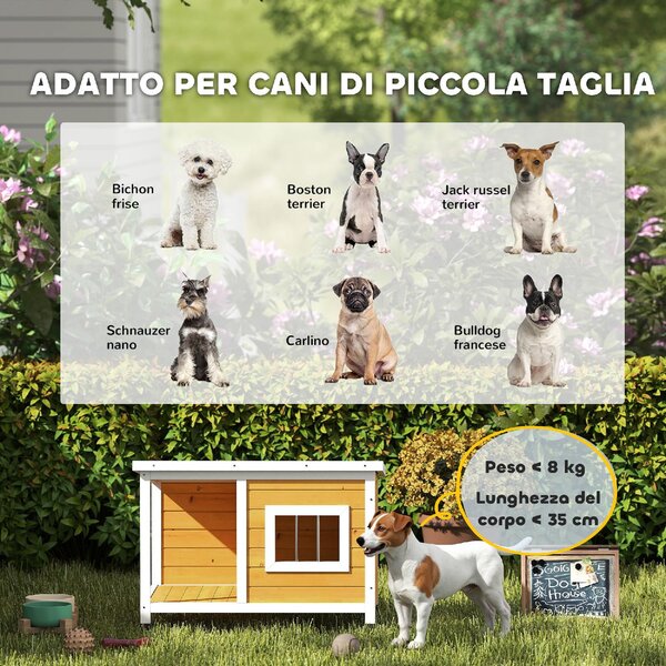 AllMyPets Cuccia per Cani da Esterno in Legno di Abete con Veranda Coperta e Tetto Inclinabile 85.5x62x60 cm Multicolore - R386OG