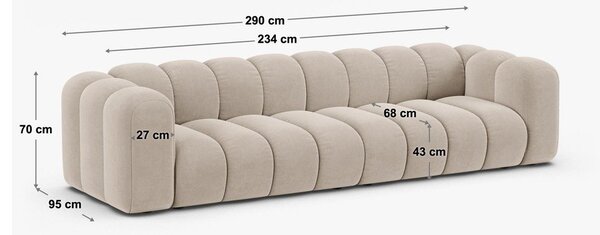 Divano beige con rivestimento in ciniglia 290 cm Lupine – Micadoni