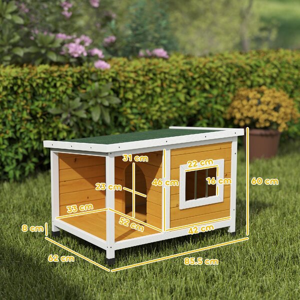 AllMyPets Cuccia per Cani da Esterno in Legno di Abete con Veranda Coperta e Tetto Inclinabile 85.5x62x60 cm Multicolore - R386OG
