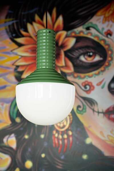 Sospensione Vintage Grande Decò Selaron Ceramica Verde Salvia 1 Luce E27