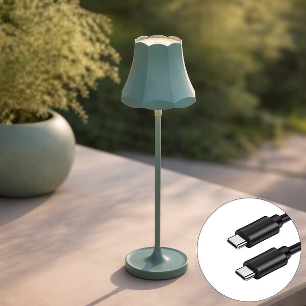 Lampada da tavolo retrò blu minerale ricaricabile IP44 - Granny