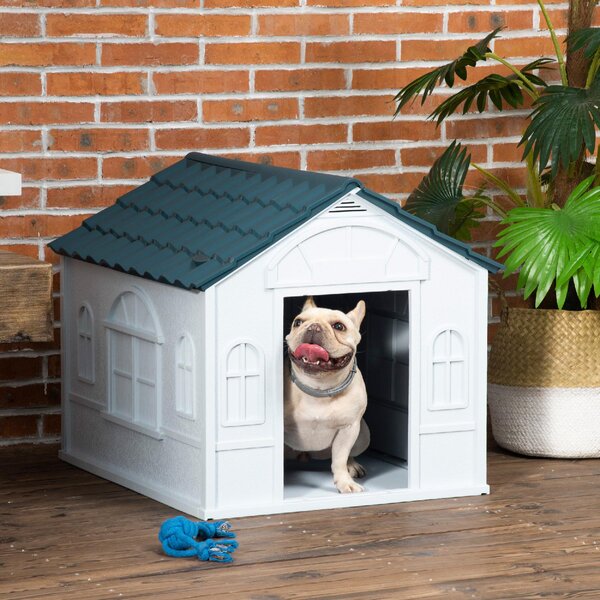 AllMyPets Cuccia per Cani da Esterno Taglia Medio Piccola e max 20kg in PP Impermeabile 65x75.7x63 cm Blu - 125V00BU-D02