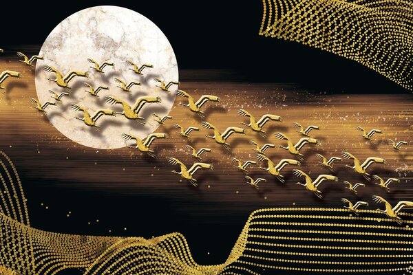 Carta da parati – Volo degli uccelli durante la luna piena