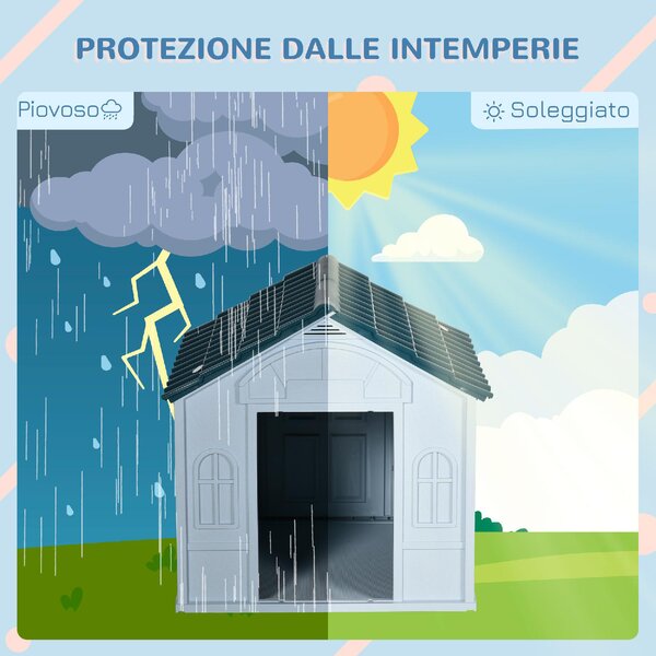 AllMyPets Cuccia per Cani da Esterno Taglia Medio Piccola e max 20kg in PP Impermeabile 65x75.7x63 cm Blu - 125V00BU-D02