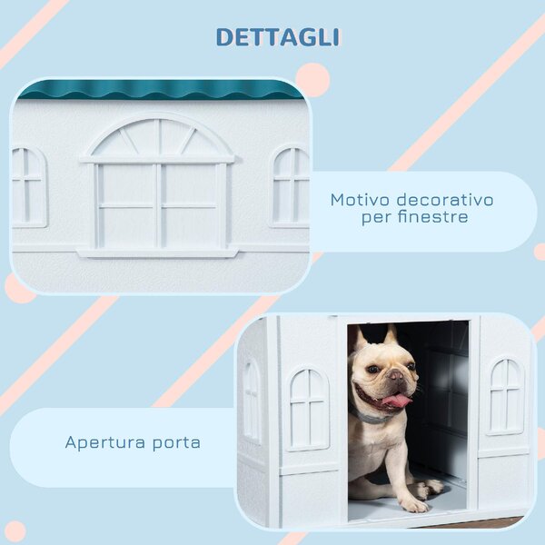 AllMyPets Cuccia per Cani da Esterno Taglia Medio Piccola e max 20kg in PP Impermeabile 65x75.7x63 cm Blu - 125V00BU-D02