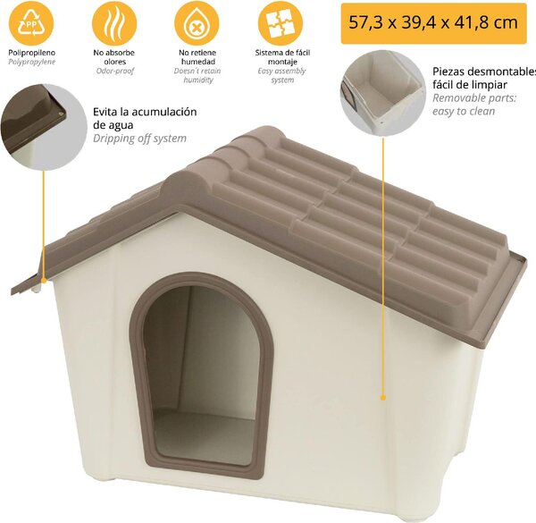 ArtPlast Cuccia per Cani da Esterno Taglia Piccola in resina 595x515xH410 mm colore Beige / Tortora - PC1T