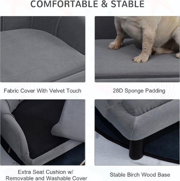 AllMyPets Cuccia per Cani da Interno Taglia Medio Grande Divanetto con Cuscino Imbottito e Rivestimento Sfoderabile colore Grigio - 153CG
