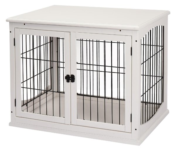 AllMyPets Cuccia per Cani da Interno Taglia Piccola Casetta Fino 30kg da in Legno e Acciaio 58.5x81x 66cm Bianco - 040WTD02