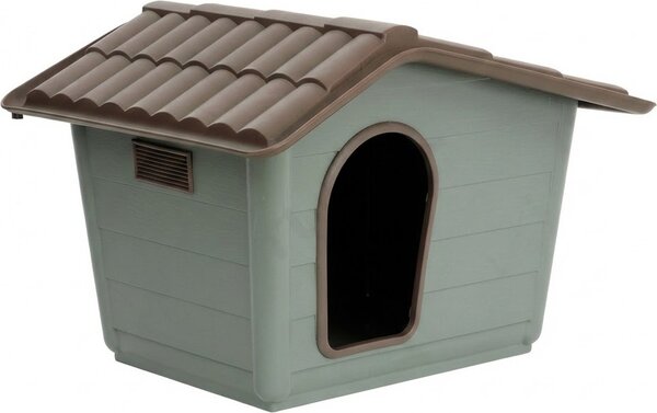 MP BERGAMO Cuccia per Cani Mini con Tetto Inclinato in Plastica Riciclata Resistente agli Urti e Intemperie 50x60x41 cm - 20.01ECOMR07VE18