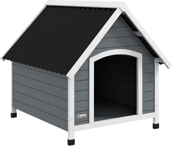 AllMyPets Cuccia per Cani in Legno da Esterno Casetta per Cani Grandi con Pavimento Rimovibile 84x99x87 cm colore Grigio - GYA535F