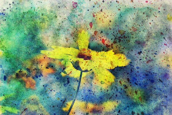 Carta da parati – Fiore giallo con tocco vintage