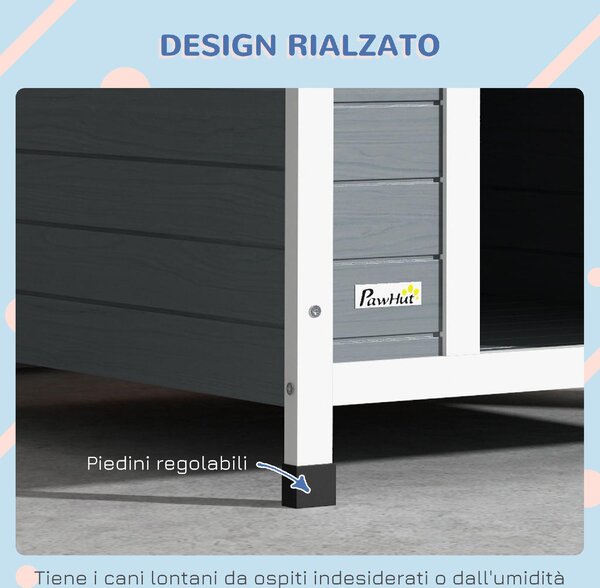 AllMyPets Cuccia per Cani in Legno da Esterno Casetta per Cani Grandi con Pavimento Rimovibile 84x99x87 cm colore Grigio - GYA535F