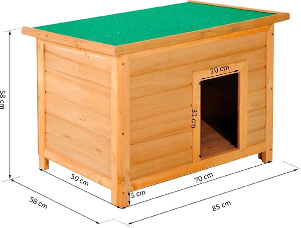 AllMyPets Cuccia per Cani o Gatti da Esterno Taglia Media Impermeabile da In Legno Di Abete 85x58x58 cm - D0D014
