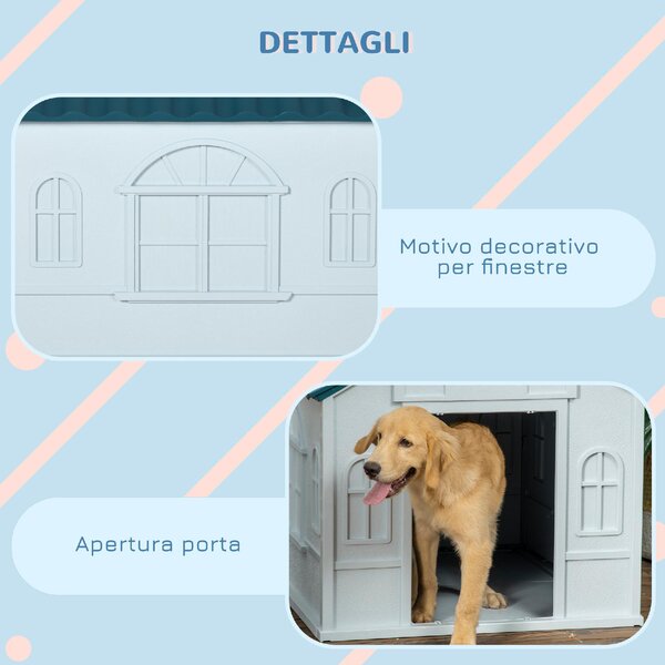 AllMyPets Cuccia per Cani o Gatti da Esterno Taglia Media e max 30kg in PP Impermeabile 84.2x98.2x82cm Blu - 125V01BU-D02