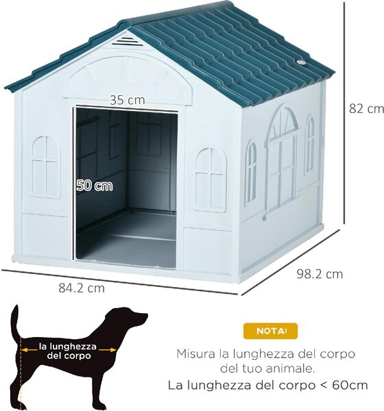 AllMyPets Cuccia per Cani o Gatti da Esterno Taglia Media e max 30kg in PP Impermeabile 84.2x98.2x82cm Blu - 125V01BU-D02