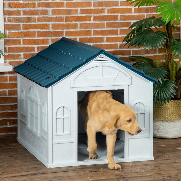 AllMyPets Cuccia per Cani o Gatti da Esterno Taglia Media e max 30kg in PP Impermeabile 84.2x98.2x82cm Blu - 125V01BU-D02