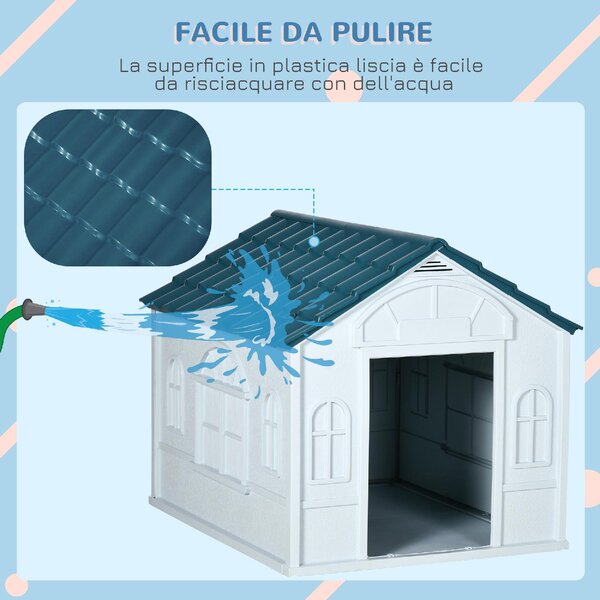 AllMyPets Cuccia per Cani o Gatti da Esterno Taglia Media e max 30kg in PP Impermeabile 84.2x98.2x82cm Blu - 125V01BU-D02