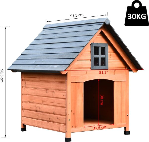 AllMyPets Cuccia per Cani o Gatti da Esterno Taglia Media Rialzata Fino a 30 Kg In Legno 81.3x91.5x98.5 cm - D0D03D
