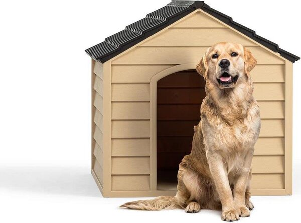 STARPLAST Cuccia per Cani o Gatti da Esterno Taglia Medio Piccola in Plastica cm 71X71X68H Colore Beige / Marrone